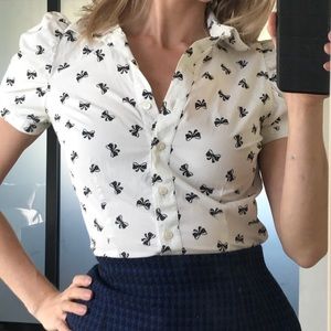 H&M collar fitted bow dress shirt top